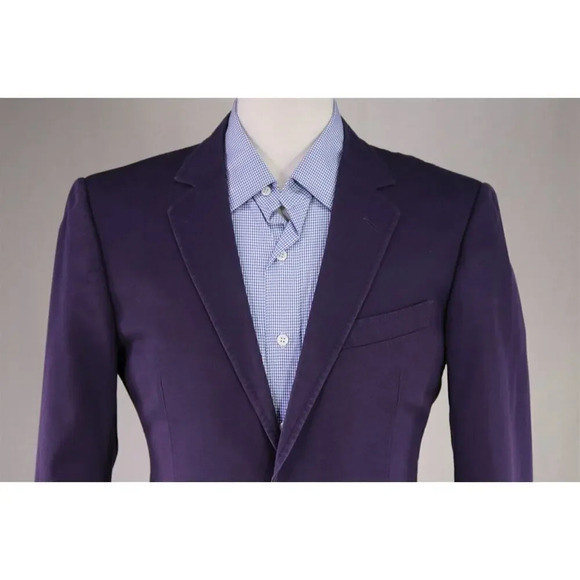 Gucci Current Solid Purple Patch Pocket 2-Btn Slim Fit Cotton Blazer Jacket 38S - Picture 3 of 9